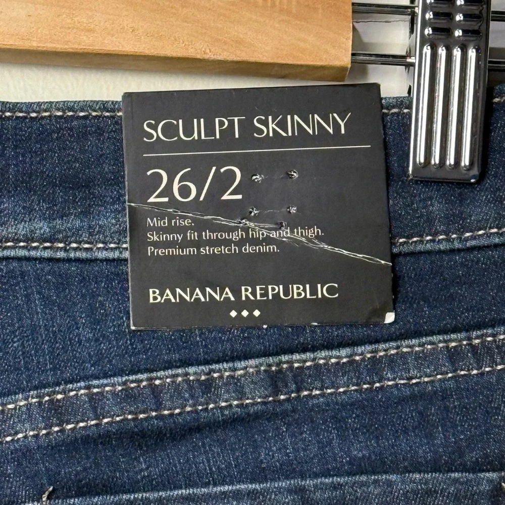NEW! Banana Republic Sculpt Skinny‎ Jeans Womens 26/2 Dark Wash Mid Rise